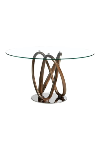 Table à manger en verre et frêne massif - 120 x 78 x 120 cm