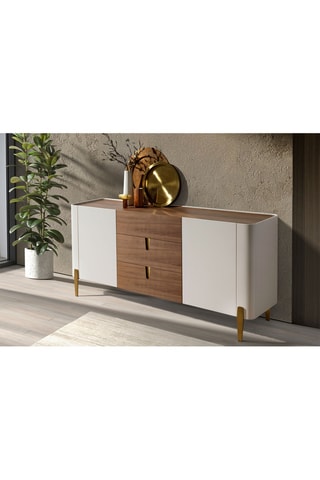 Aparadores de 2 portas em madeira de nogueira - 180 x 47 x 80 cm