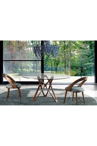 Table à manger - Frêne et verre - 120 x 75 x 120 cm