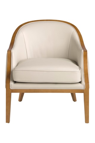 Cadeirão - Branco e natural - Em couro