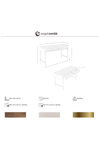 Secretária 2 gavetas - 140 x 76 x 50 cm