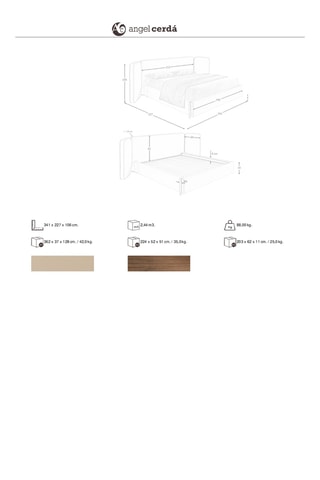 Cama em pinho maciço com sommier em faia - Área de deitar 180 x 200 cm