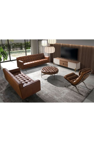 Sofá - Castanho - 2 lugares - Em couro