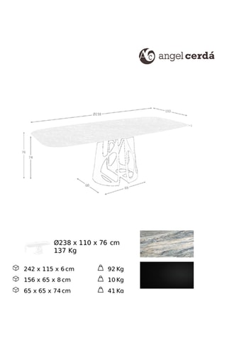 Table à manger en porcelaine - 240 x 110 x 76 cm