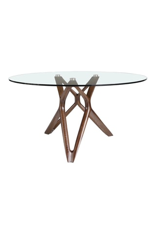 Table à manger en verre et frêne - 140 x 75 x 140 cm