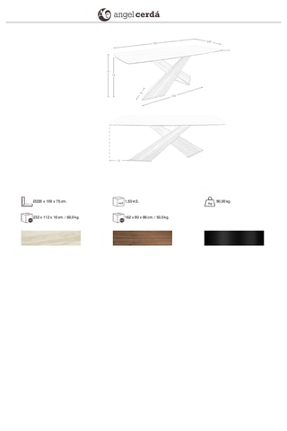 Table à manger en marbre - 220 x 100 x 75 cm