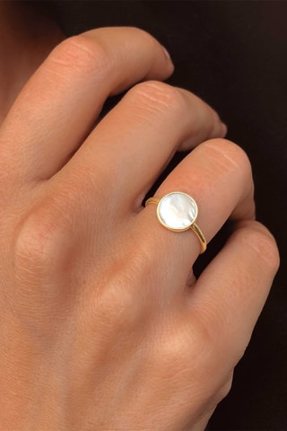 Anillo - Plata, chapada en oro amarillo y nácar