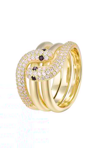 Anillo - Plata chapada en oro amarillo y circones