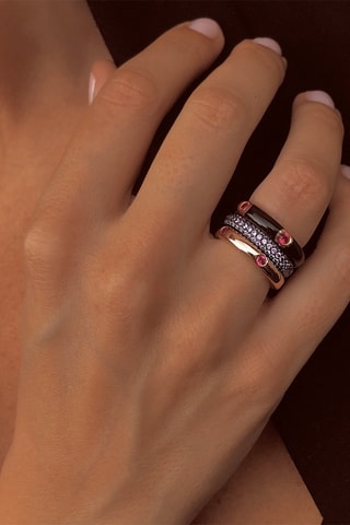 3 anillos - Plata chapada en oro amarillo y plata chapada en oro rosa