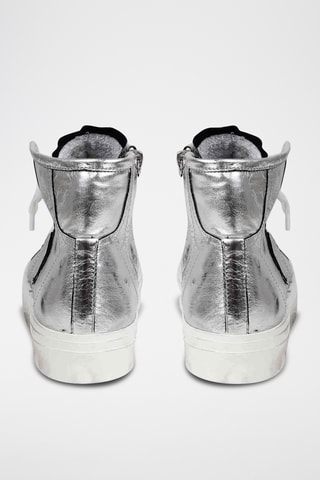 Hoge Leren Sneakers - Zilverkleurig
