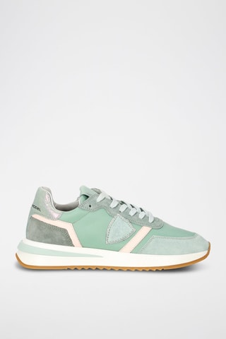 Kalfsnubuck Sneakers Tropez - Lichtgroen en Grijs