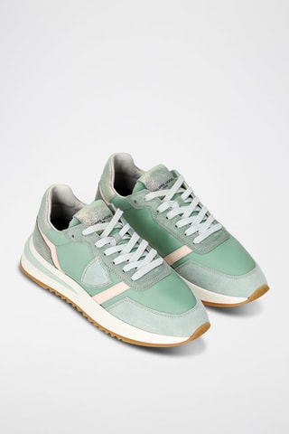 Kalfsnubuck Sneakers Tropez - Lichtgroen en Grijs