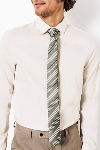 Corbata de seda - Caqui y blanco