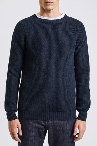 Camisola em lã e caxemira - Azul-marinho