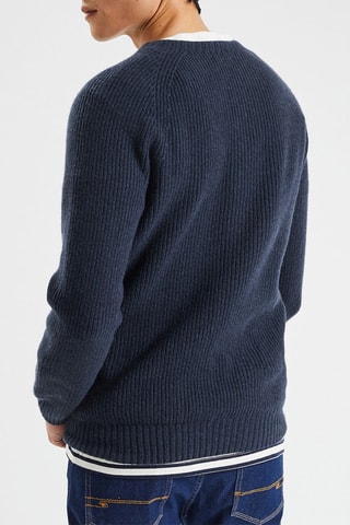 Camisola em lã e caxemira - Azul-marinho