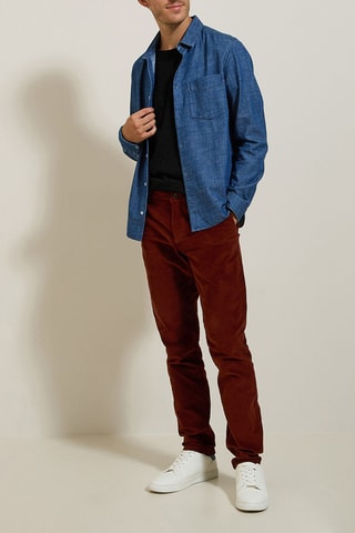 Pantalón slim fit de pana - Burdeos