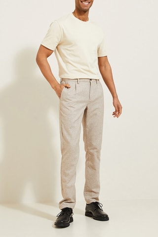Pantalón chino slim fit de lana - Gris claro jaspeado