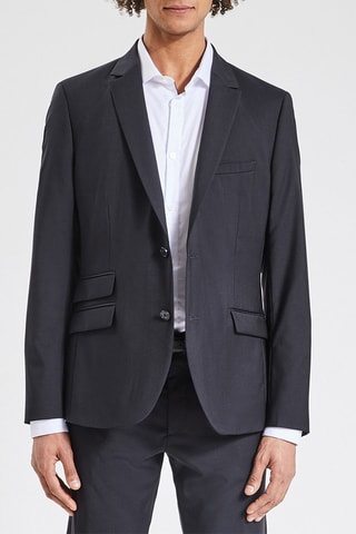 Chaqueta slim fit de lino - Azul marino