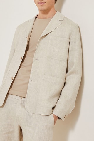 Chaqueta regular fit de lino - Beige