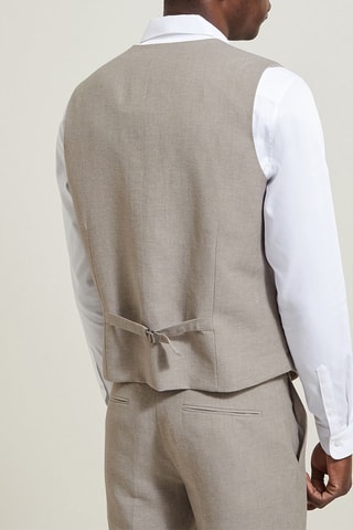 Chaleco de traje slim fit de lino - Beige