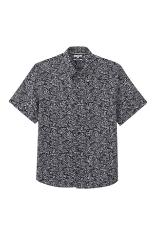 Camisa regular fit de lino - Negro
