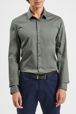 Camisa slim fit - Caqui