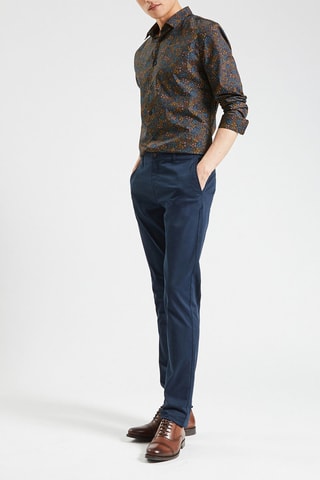 Camisa slim fit de algodón orgánico - Azul