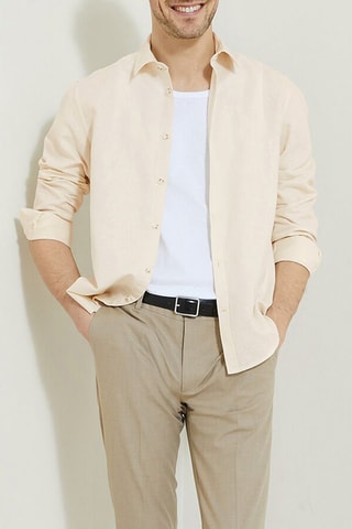 Camisa regular fit de lino - Crudo
