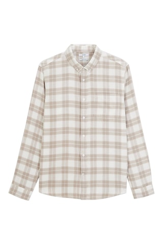 Camisa regular fit - Blanco y beige