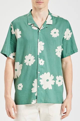 Camisa regular fit de lino - Verde