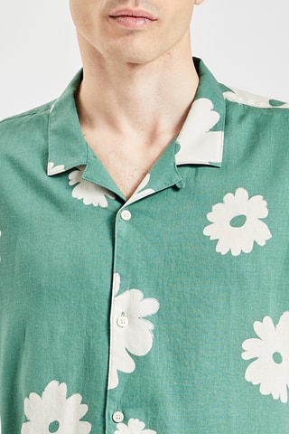 Camisa regular fit de lino - Verde
