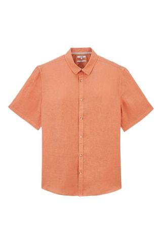 Camisa corta regular fit de lino - Naranja