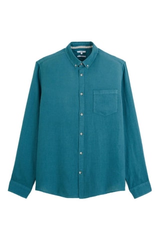 Camisa regular fit de lino - Turquesa