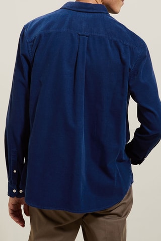 Camisa regular fit de terciopelo - Azul rey