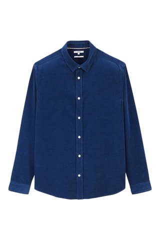 Camisa regular fit de terciopelo - Azul rey