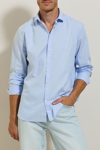 Camisa slim fit - Celeste