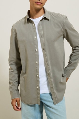 Camisa regular fit - Gris claro
