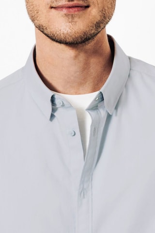 Camisa regular em algodão biológico - Azul-celeste