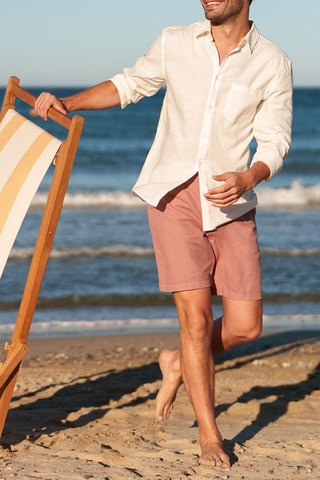 Camisa regular em linho - Branco