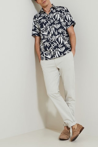 Camisa corta hawaiana regular fit de algodón orgánico - Azul