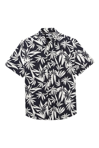 Camisa corta hawaiana regular fit de algodón orgánico - Azul