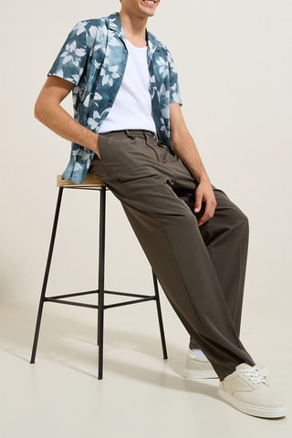 Camisa regular fit - Azul noche y crudo