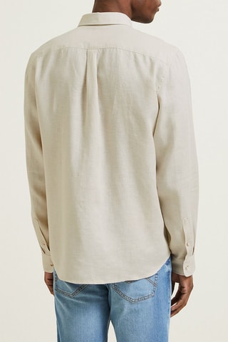 Camisa regular fit de lino - Beige
