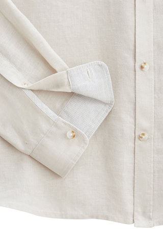 Camisa regular fit de lino - Beige