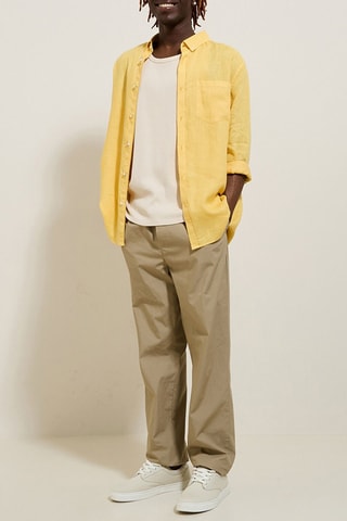 Camisa regular fit de lino - Amarillo