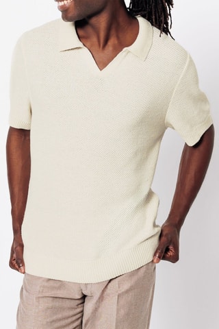 Polo regular fit de lino - Crudo