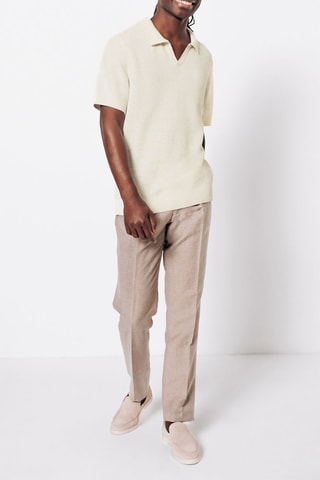 Polo regular fit de lino - Crudo