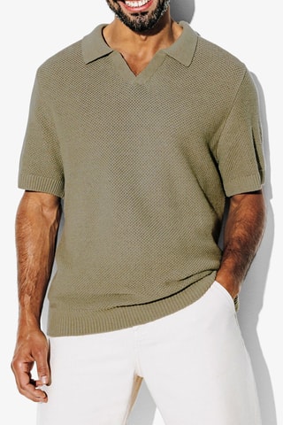 Polo regular fit de lino - Caqui