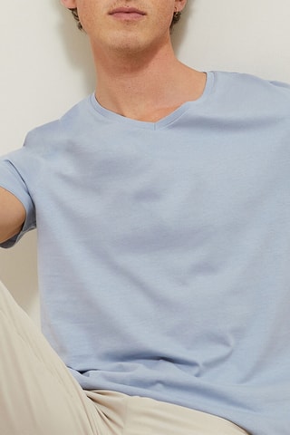 Camiseta slim fit de algodón orgánico - Celeste