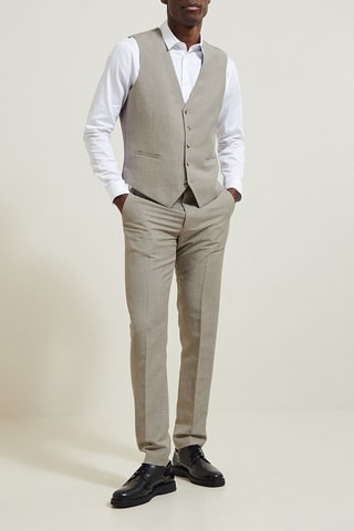 Pantalón de traje slim fit de lino - Beige